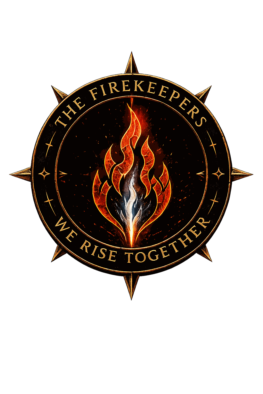 The Firekeepers group mark - men gathered around a fire